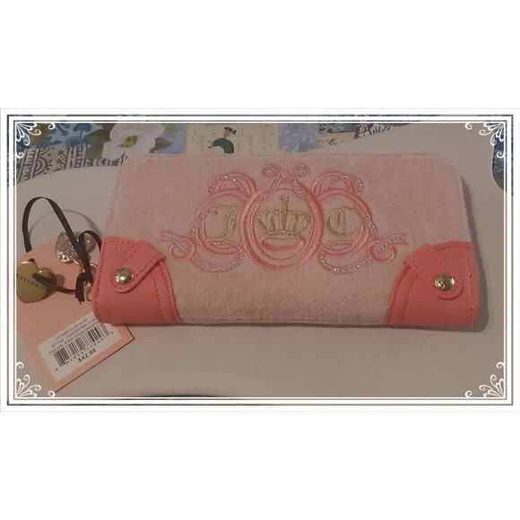 NWT~JUICY COUTURE Lover's Club Pink Diamond Long Zip Around Wallet - Picture 1 of 4